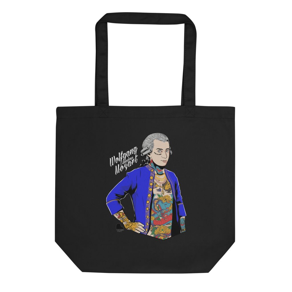 music gift, music present, gift for musician, gift ideas for musician, present for musician, present idea for musician, mozart tote bag, music tote bag, tote bag for musicians